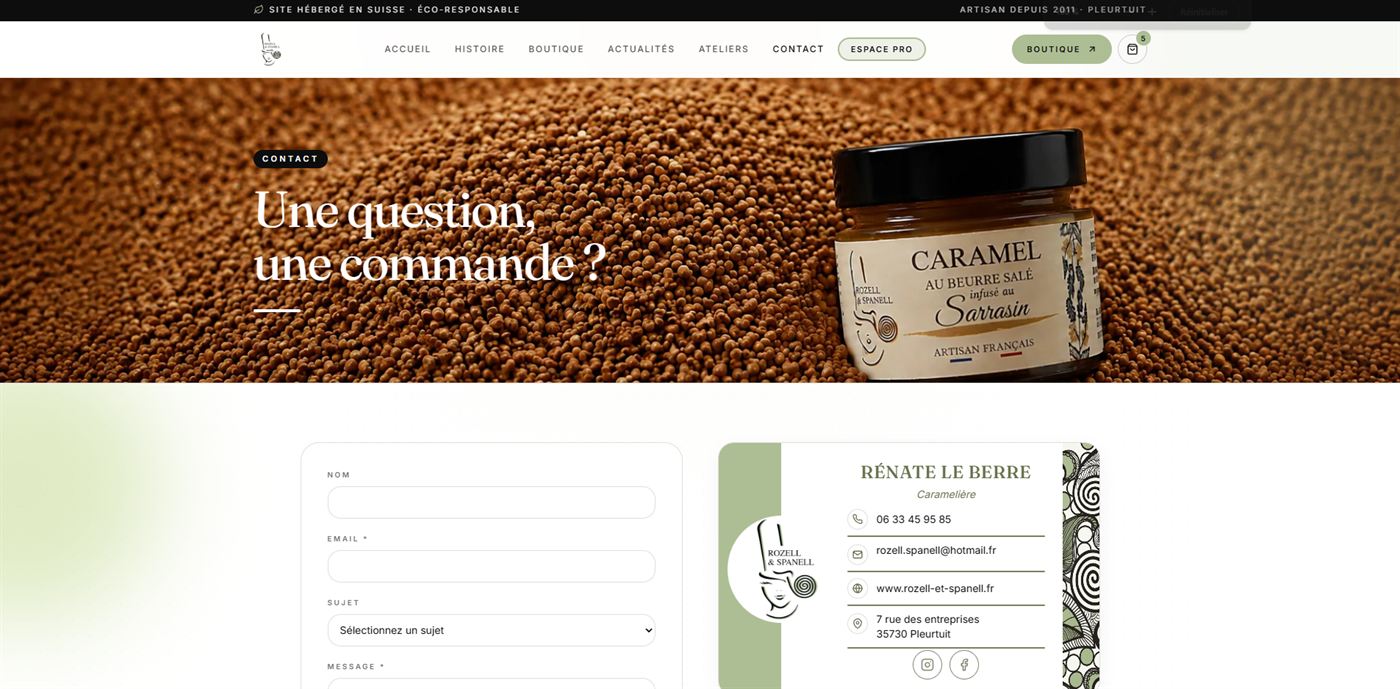 L'ouverture de la page Contact